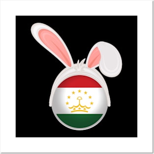 happy easter Tajikistan bunny ears flag cute designs Posters and Art